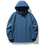 Men's Three-Layer Softshell Jacket with Hood, Wind Flap and Water-Repellent Zippers Fashion Glam