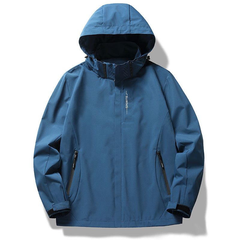 Men's Three-Layer Softshell Jacket with Hood, Wind Flap and Water-Repellent Zippers Fashion Glam