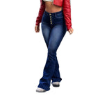 Women High-Waisted Sculpting Flared Jeans with Shaping Seam Design Fashion Glam