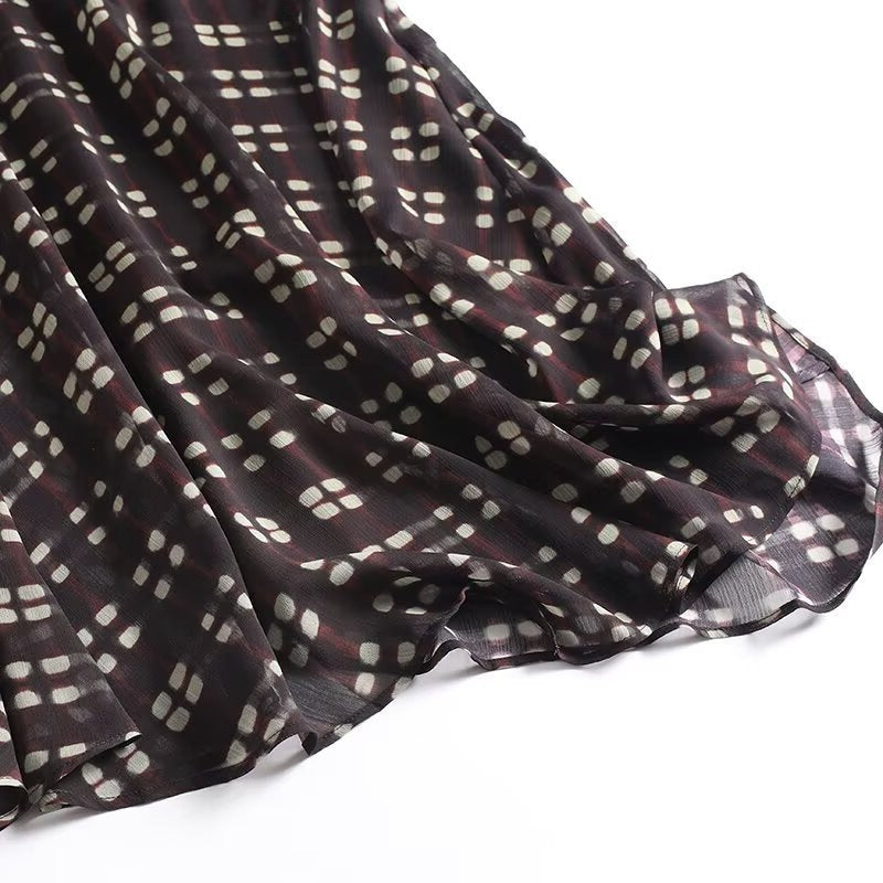Women's flowing maxi skirt made of chiffon with geometric all-over print and high waist Fashion Glam