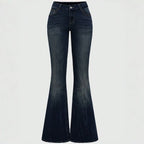 Women Bootcut Jeans with elaborate embroidery and high waist Fashion Glam