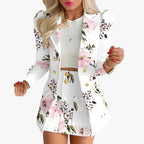 Women's Tailored Double-Breasted Blazer with Puff Sleeves and Gold Decorative Buttons Fashion Glam