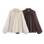 Women's chiffon blouse with bow collar and balloon sleeves Fashion Glam
