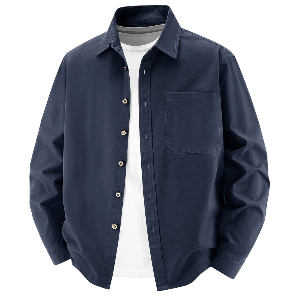 Men's loose overshirt jacket made of cotton blend with chest pocket and full button placket Fashion Glam