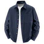 Men's loose overshirt jacket made of cotton blend with chest pocket and full button placket Fashion Glam