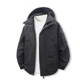 Men's Wind and Water Resistant Softshell Utility Jacket with Hood Fashion Glam