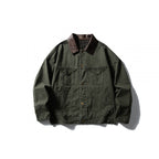 Men's Boxy Canvas Jacket with Leather Collar and Overshirt Silhouette Fashion Glam