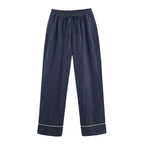 Women's Loose Fit Denim Pants with Elastic Waistband and Drawstring Fashion Glam