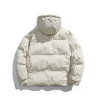 Unisex Boxy-padded hoodie with high stand-up collar and drawstring hem Fashion Glam
