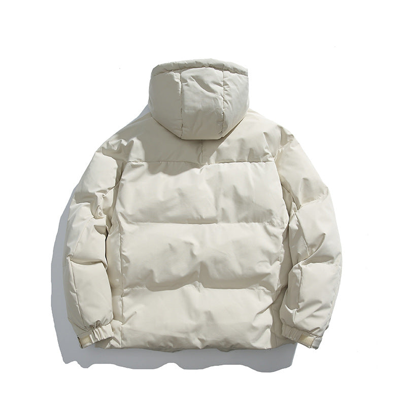 Unisex Boxy-padded hoodie with high stand-up collar and drawstring hem Fashion Glam