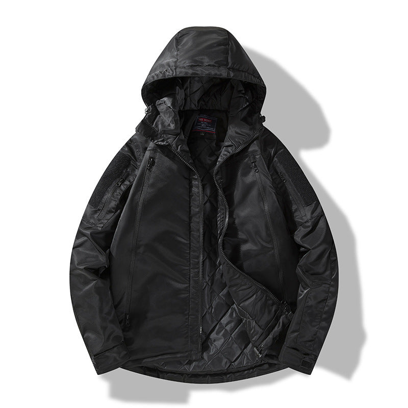 Men's quilted tactical winter jacket with hood and water-repellent outer material Fashion Glam