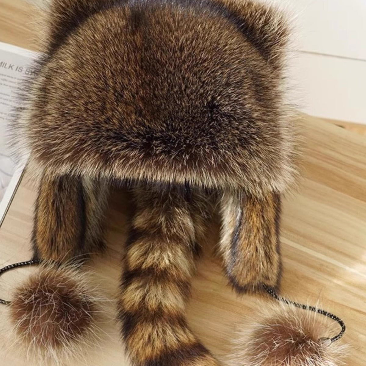 Women's winter hat with ear flaps, pom pom and animal ears made of high-quality faux fur Fashion Glam