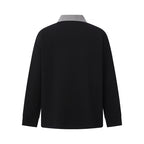 Men's Oversized Polo Shirt in Sweatshirt Style with Contrasting Collar Fashion Glam
