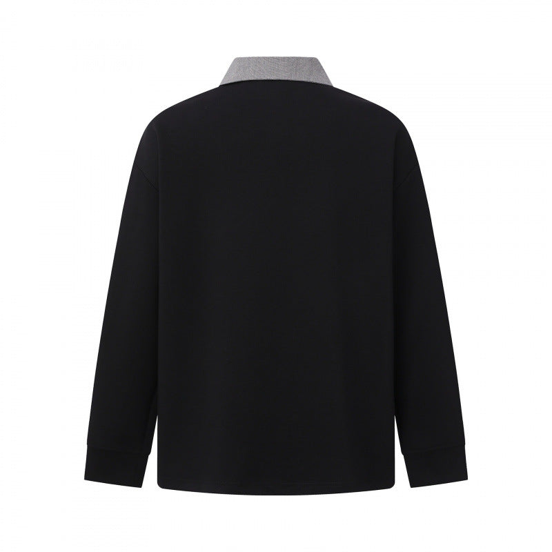 Men's Oversized Polo Shirt in Sweatshirt Style with Contrasting Collar Fashion Glam