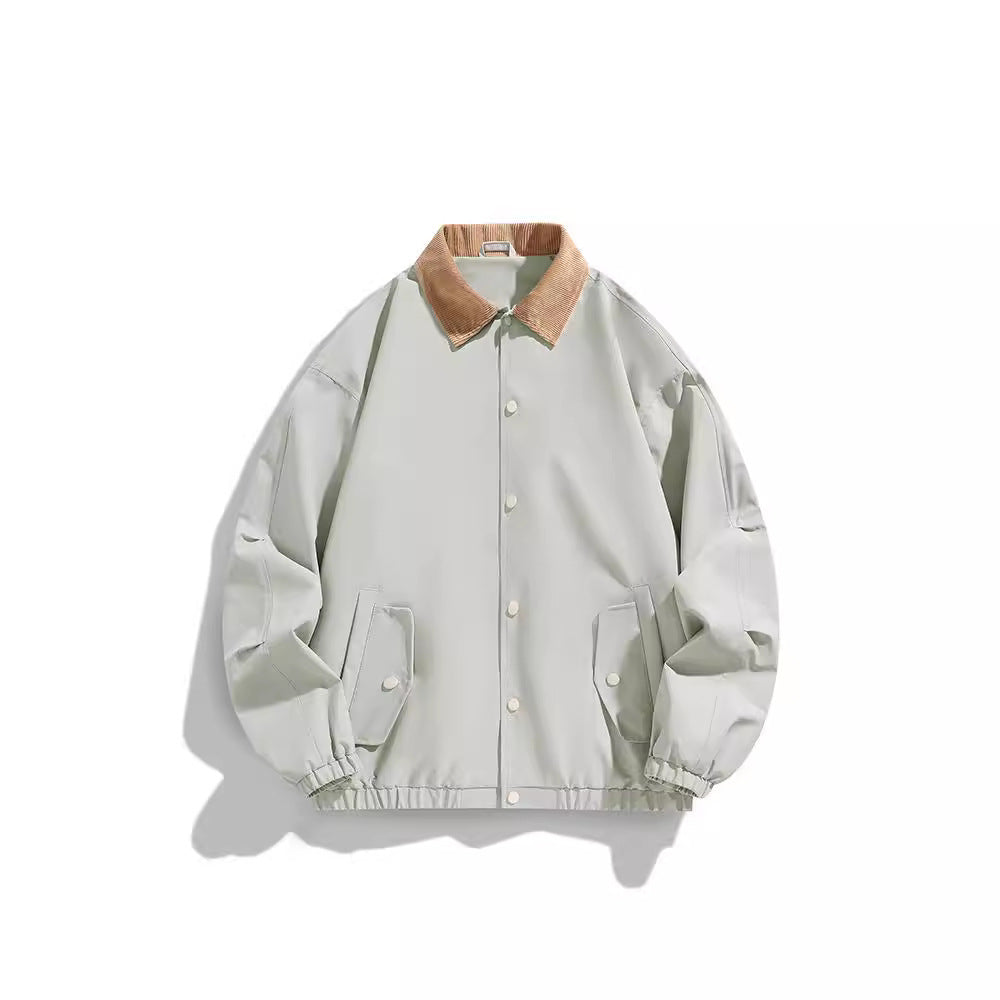 Men's Oversized Blouson with Cord Collar, Snap Button Closure, and Flap Pockets Fashion Glam