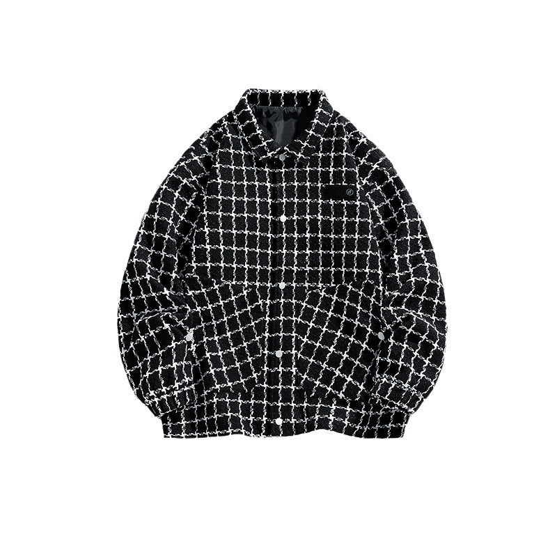 Men's Padded Coach Jacket with Geometric Pattern and Contrast Chest Pocket Fashion Glam