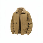 Men's Military Inspired Thermal Bomber Jacket with Teddy Lining, Arm Pocket and Snap Flap Pockets Fashion Glam