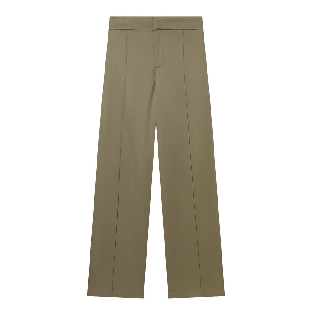 Women's High-Waisted Loose Suit Trousers with Crease and Straight Leg Fashion Glam