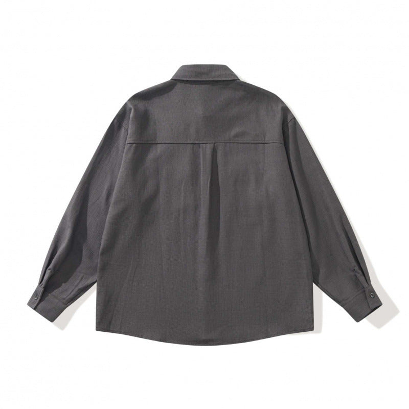 Unisex Boxy Overshirt Jacket in Utility Style with Patch Flap Pockets and Shirt Collar Fashion Glam