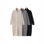Women Long Chunky Knit Cardigan with Shawl Collar, Button Placket and Patch Pockets Fashion Glam
