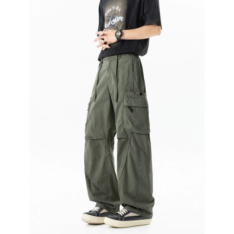 Men's Loose Cargo Pants in Baggy Cut with Utility Pockets and Drawstring Waist Fashion Glam