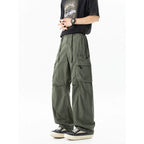 Men's Loose Cargo Pants in Baggy Cut with Utility Pockets and Drawstring Waist Fashion Glam