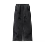 Ladies Transparent Organza Underskirt with Elastic Waistband and 3D Flower Applique Fashion Glam