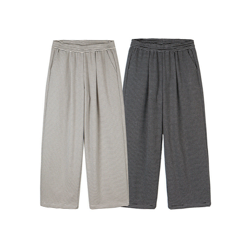Women's culotte pants with wide leg, high waistband, and fine stripe pattern Fashion Glam