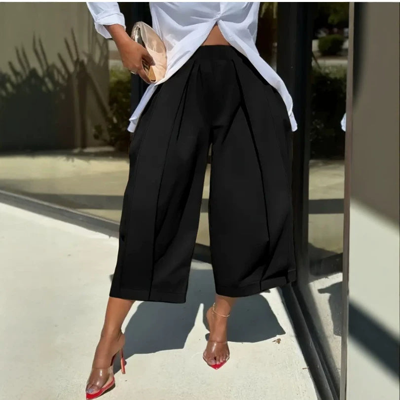 Women's culotte pants with wide leg and precise crease Fashion Glam