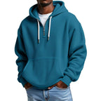 Men's waffle texture hoodie with half zipper and kangaroo pocket Fashion Glam