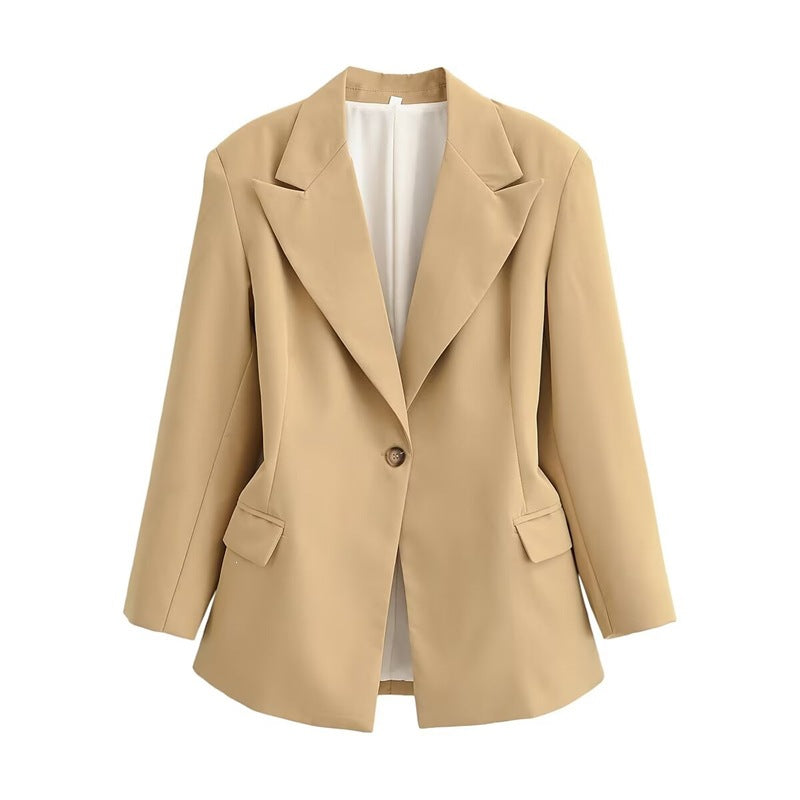 Women Oversized Blazer with Distinctive Lapels and Slightly Tailored Silhouette Fashion Glam