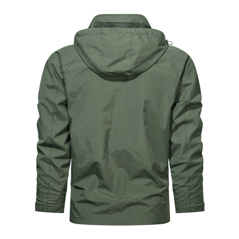 Men's Lightweight Softshell Field Jacket with Adjustable Hood and Organizer Chest Pocket Fashion Glam