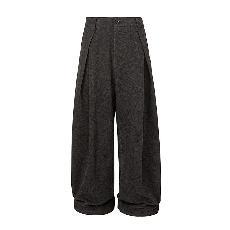 Women's Wide Palazzo Pants with High Waist, Pleats and Turned Hem Fashion Glam