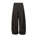 Women's Wide Palazzo Pants with High Waist, Pleats and Turned Hem Fashion Glam