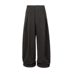 Women's Wide Palazzo Pants with High Waist, Pleats and Turned Hem Fashion Glam