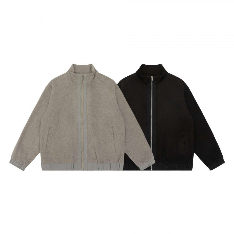 Unisex Short Cut Teddy Fleece Jacket with Stand-Up Collar, Full Zip and Elastic Hem Fashion Glam