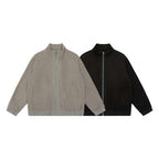 Unisex Short Cut Teddy Fleece Jacket with Stand-Up Collar, Full Zip and Elastic Hem Fashion Glam