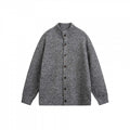 Unisex Chunky Knit Oversized Cardigan with Stand-Up Collar and Full Button Placket Fashion Glam