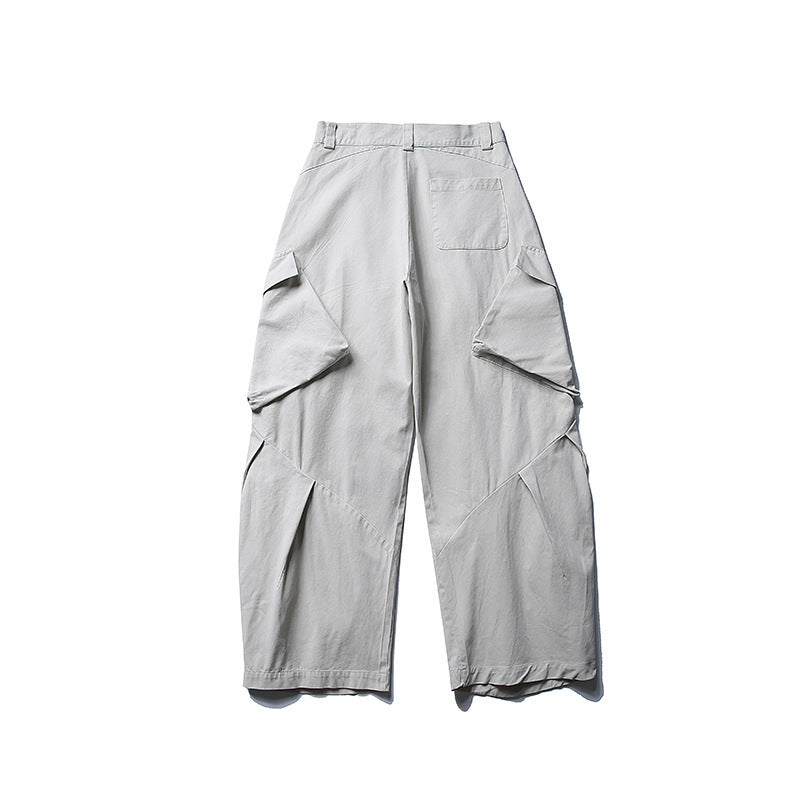 Men's wide cargo pants with asymmetrical flap pockets and cropped leg Fashion Glam