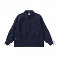 Unisex Boxy Canvas Worker Jacket with Front Zip and Stud Applications Fashion Glam