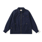 Unisex Boxy Canvas Worker Jacket with Front Zip and Stud Applications Fashion Glam