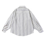Men's oversized shirt in boxy cut with textured stripe pattern and rounded hem Fashion Glam