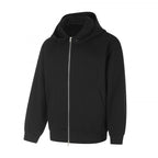 Unisex Boxy Hoodie Jacket in Minimal Style with Two-Way Metal Zipper and Concealed Side Seam Pockets Fashion Glam