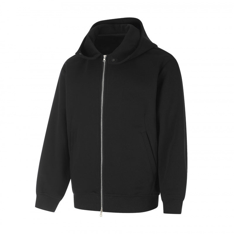 Unisex Boxy Hoodie Jacket in Minimal Style with Two-Way Metal Zipper and Concealed Side Seam Pockets Fashion Glam