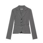 Women's Tailored Pinstripe Blazer with Tie Belt Fashion Glam