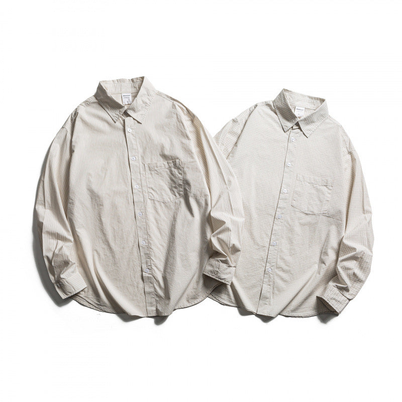 Men's oversized shirt made of cotton blend with fine pinstripes and chest pocket Fashion Glam