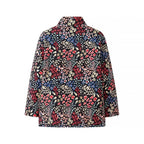 Women's Oversize Print Jacket with Stand-Up Collar and Hidden Button Placket Fashion Glam