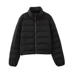 Ladies short quilted down look quilted jacket with stand-up collar and elastic cuffs Fashion Glam