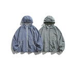 Unisex Lightweight Checked Windbreaker Jacket with Hood, Raglan Sleeves, and Drawstring Fashion Glam