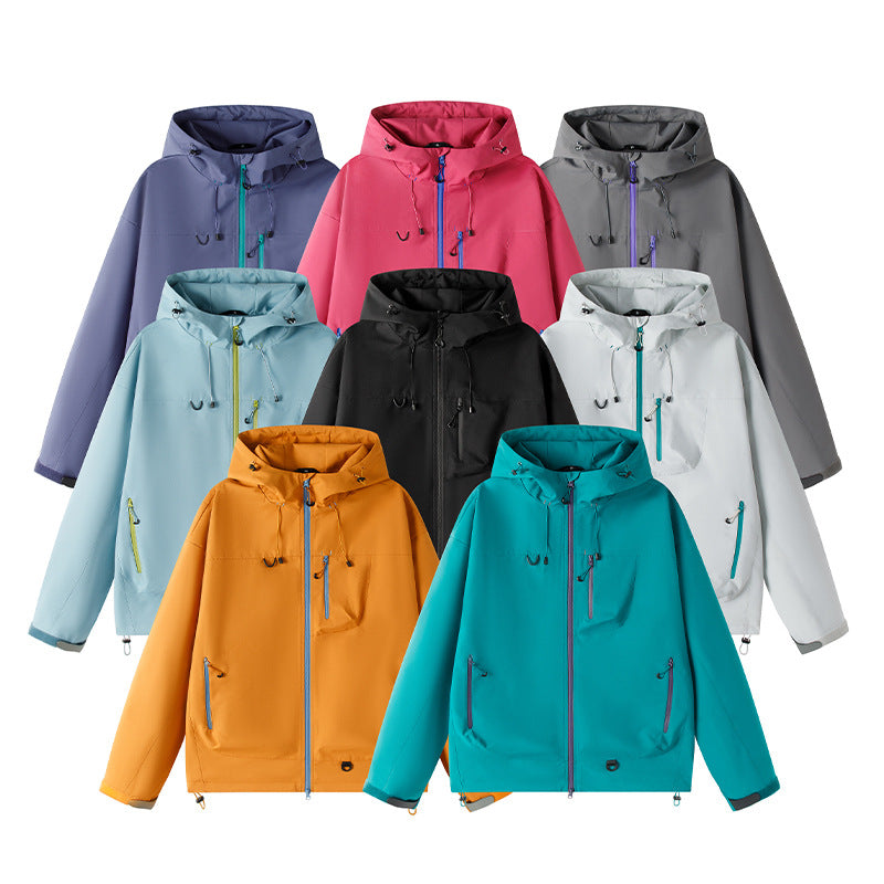 Men's Lightweight Tech Softshell Jacket with Hood, Adjustable Hem and Contrast Zippers Fashion Glam